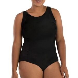 Juno Active AquaCurve Tank One Piece Swimsuit Classic Black Women's 2X Plus